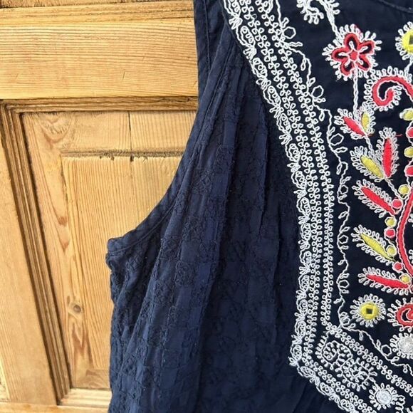 Maeve 6 Dress Navy White Red Embroidery Anthropologie Tank Pocket Shift - Picture 4 of 15